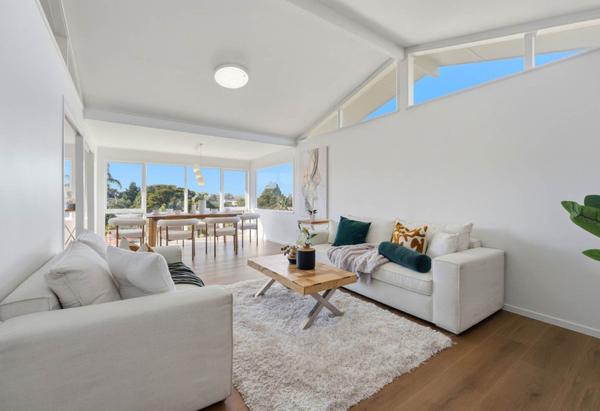 Double Westlake school Zone & Sky Tower Views, 351m2 section, Renovated 3 beds 1 bath house with carport, 2 Flexi rooms downstairs, 7C Nicholson Place, Hillcrest, Auckland