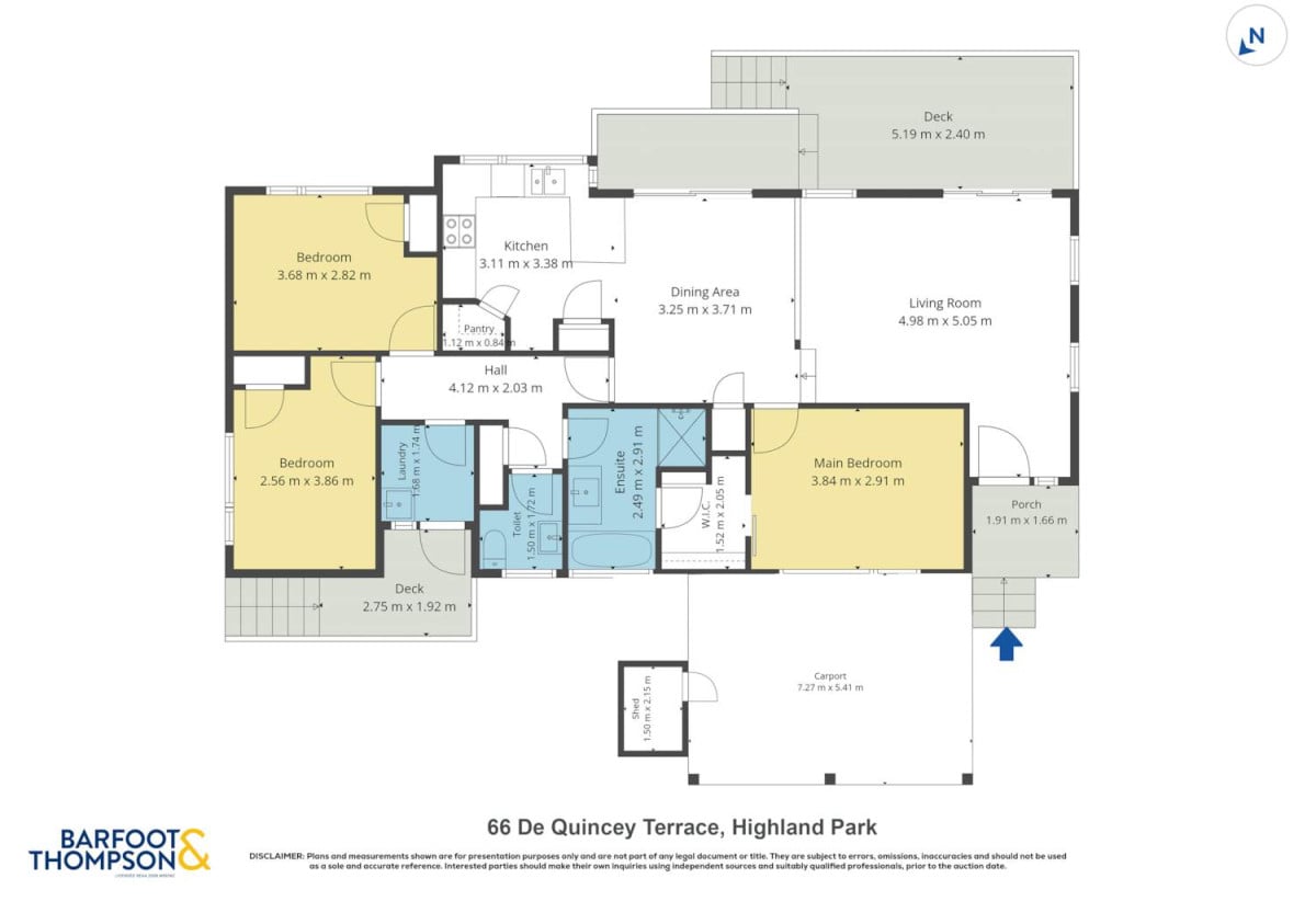 Next to a reserve, 607m2 section, Newly carpeted 3 beds 1 bath house, Semi-ensuite bathroom plus separate toilet, Single carport with roller door, move-in ready, 66 De Quincey Terrace, Highland Park, Auckland