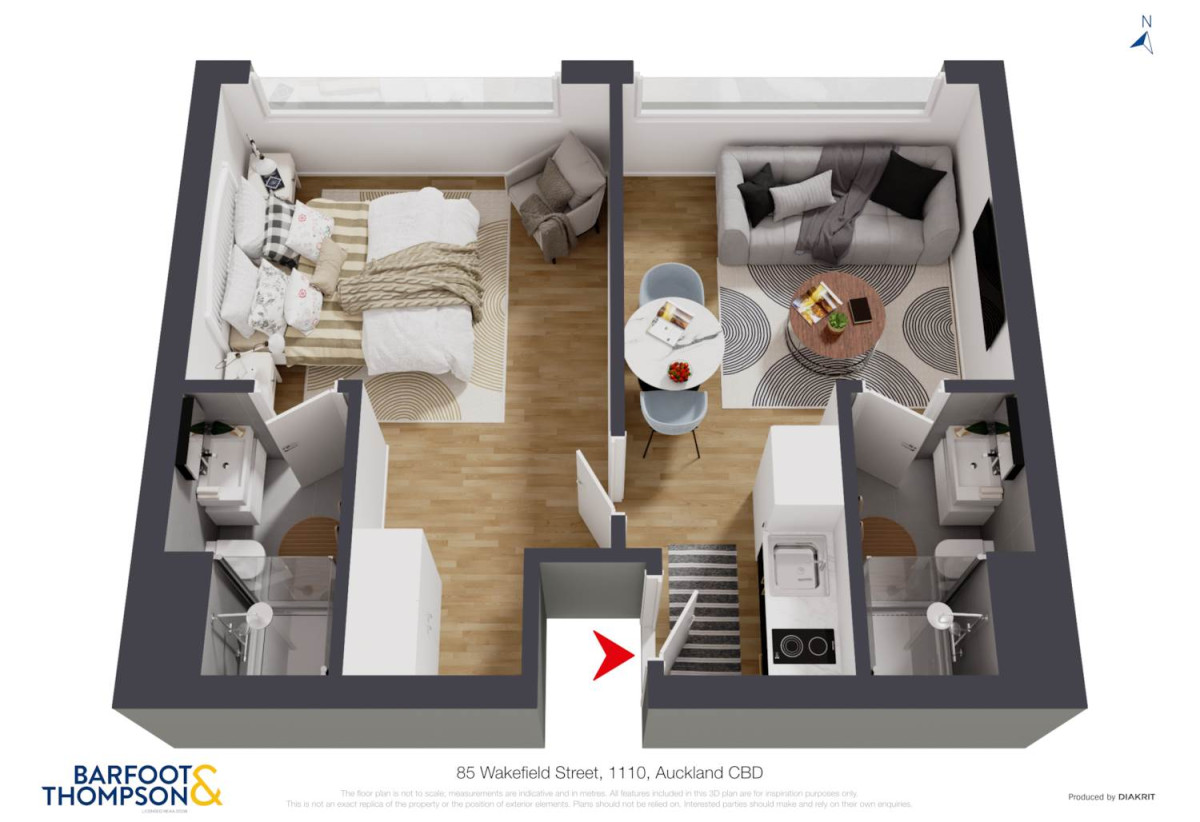 Double Grammar school zone, Freehold 1 bed (1 ensuite) 2 baths apartment, 39sqm with a well-size formal lounge, Both the lounge and bedrooms have floor-to-ceiling windows, Furniture package is included, move-in ready, 1.1 km to Auckland Girls’ Grammar School, 1.6 km to Auckland Grammar, 1110/85 Wakefield Street, City Centre, Auckland