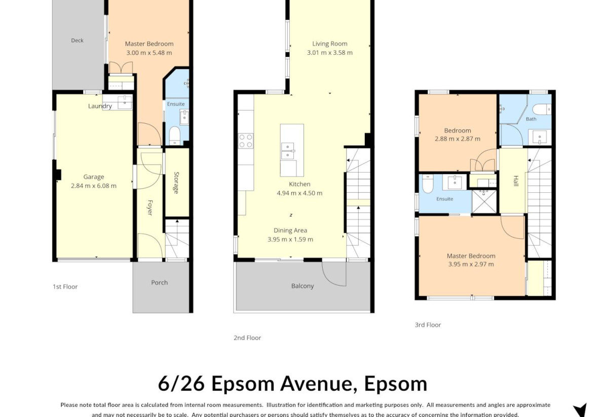 Double Grammar school zone, Standalone 3 beds (2 ensuites) 3 baths home with garage, 1 ensuite ground floor, 0.8 km to Epsom Girls’ Grammar School, 1.6 km to Auckland Grammar, 6/26 Epsom Avenue, Epsom, Auckland