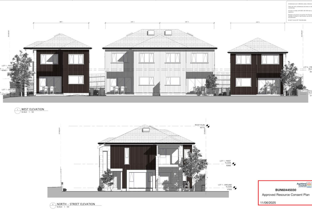 678m2 section, RC, EPA, BC approved for 4 homes ( 3 beds 2.5 baths single garage, Lot 1& 4, standalone, Lot 2 &3, duplex), Brick and tile 4 beds 1 bath house with garage, 28 Union Road, Howick, Auckland