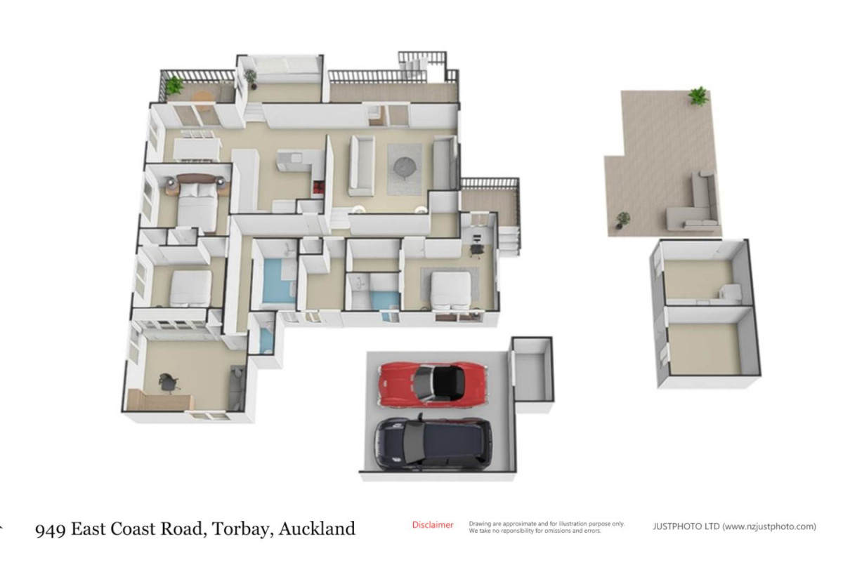 928m2 section, 3 beds + study 2 baths house with carport, 949 East Coast Road, Torbay, Auckland