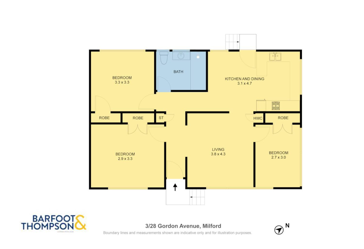 Double Westlake school zone, Renovated Brick and tile 3 beds 1 bath home with carport, 3/28 Gordon Avenue, Milford, Auckland