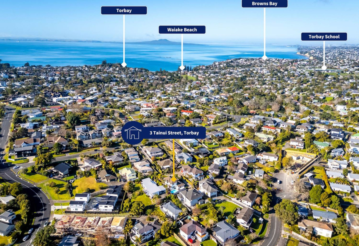 453m2 section, Brick & Panoramic Sea Views, 4 beds 2.5 baths house with double garage, 3 Tainui Street, Torbay, Auckland