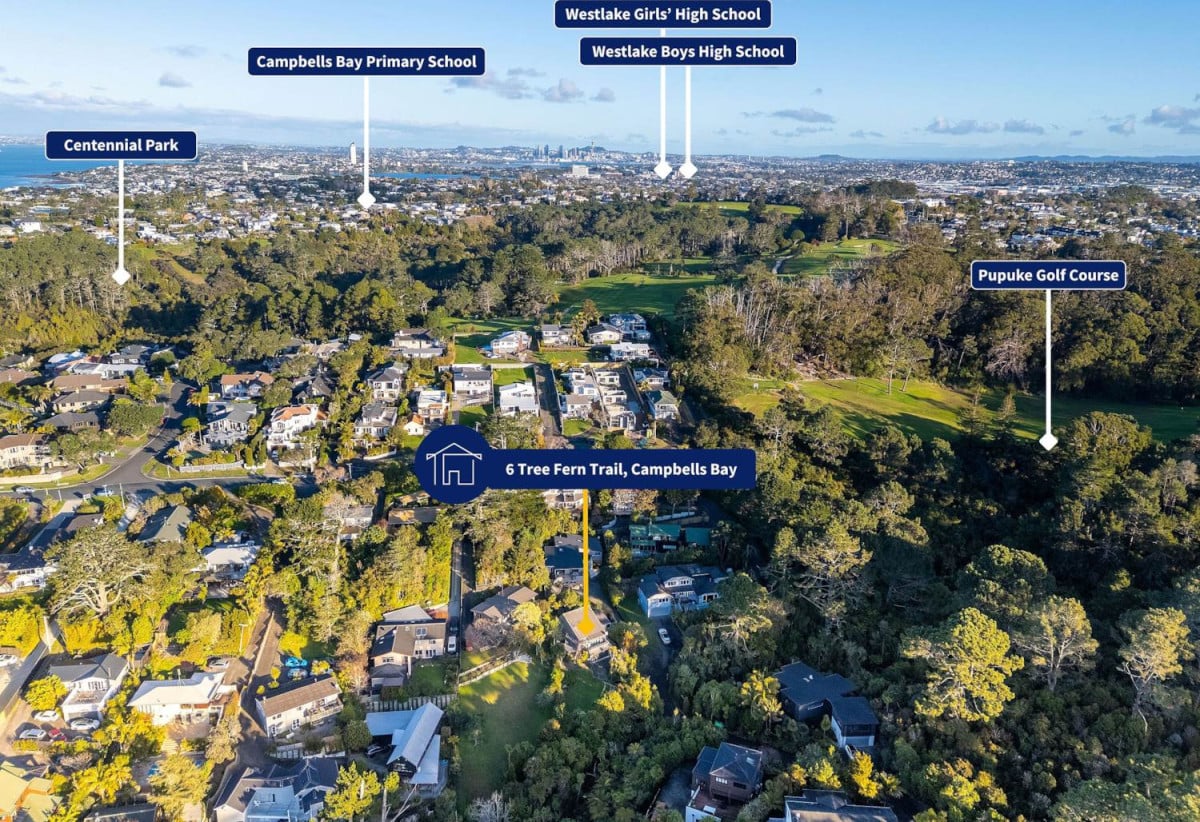 Rangitoto College and Westlake school zone, 708m2 section, Renovated 3 beds 2 baths house with double garage, 6 Tree Fern Trail, Campbells Bay, Auckland