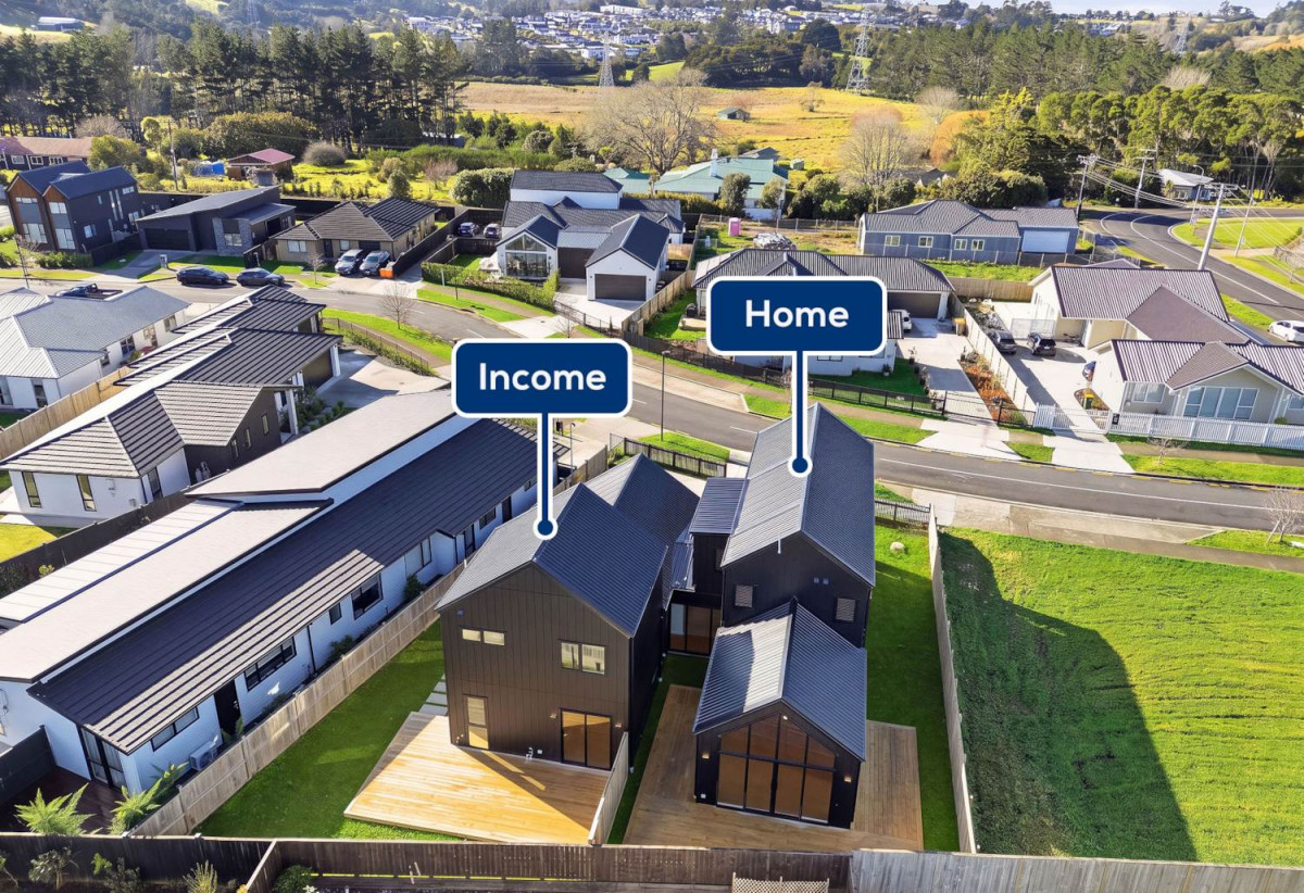 Home and income, 571m2 section, 2 kitchens, Brandnew 5 beds + study 4.5 baths house with double garage and 2 beds granny, 3 Paihere Street, Huapai, Auckland