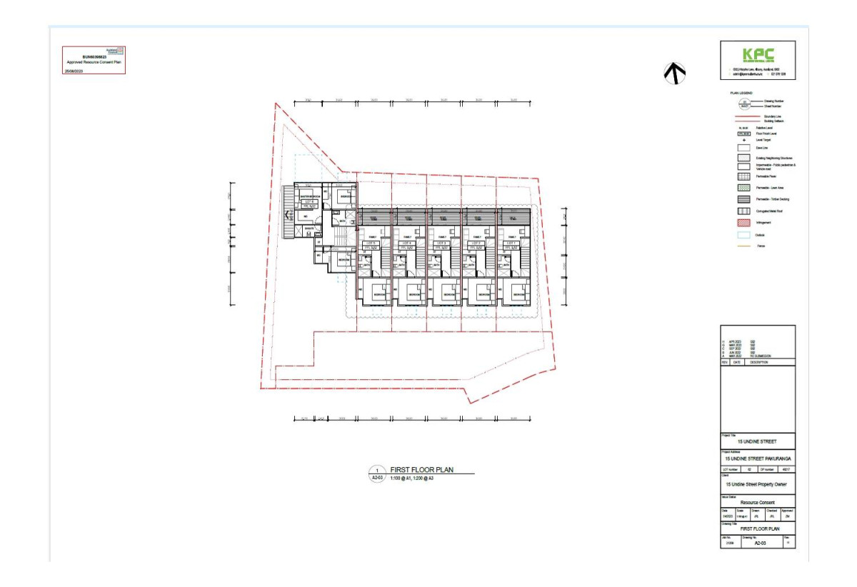 769m2 section, RC approved for 6 new home (Lots 1–5: 3 bedrooms, 2 bathrooms, 1 car park, Lot 6: 3 bedrooms, 2.5 bathrooms, 1 carport), The existing 5 beds 2 baths home is currently rented, 15 Undine Street, Pakuranga, Auckland