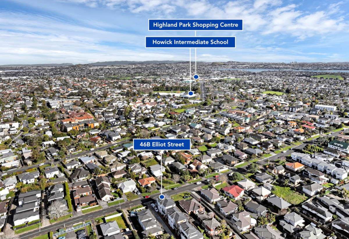 195m2 5 Beds (2 ensuites) 3.5 baths duplex home, Internal-access tandem garage with room for 2 vehicles, 46B Elliot Street, Howick, Auckland