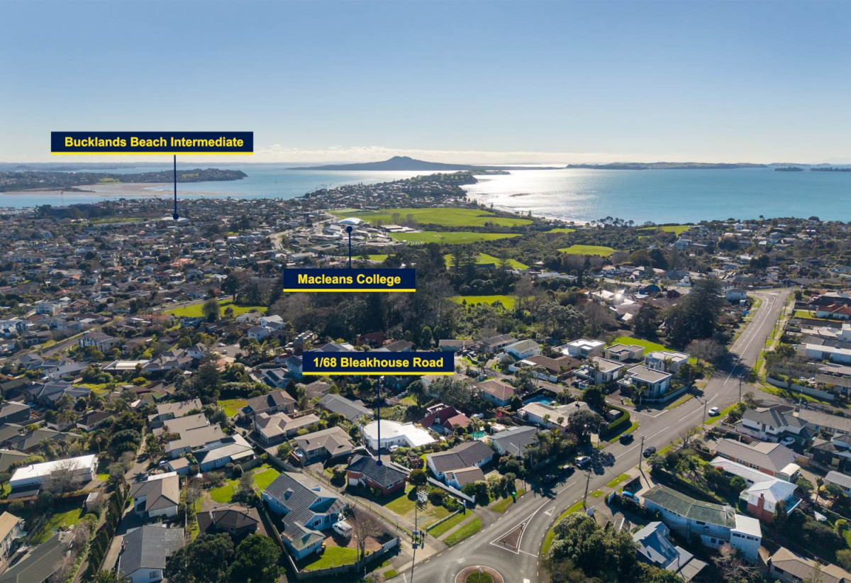Half of 1130m2 section, Macleans College zone, Sea Views and Sky city views, Brick and tile 3 beds 2 baths house with garage, 1/68 Bleakhouse Road, Bucklands Beach, Auckland