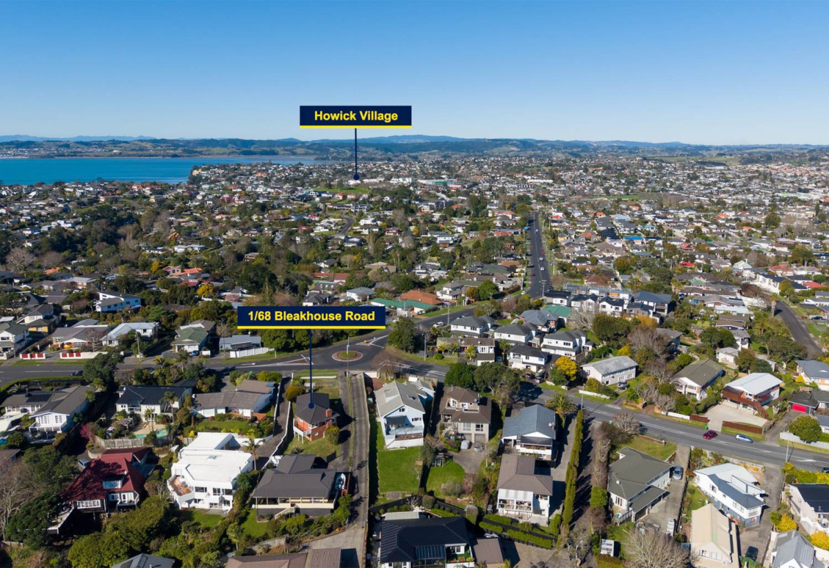 Half of 1130m2 section, Macleans College zone, Sea Views and Sky city views, Brick and tile 3 beds 2 baths house with garage, 1/68 Bleakhouse Road, Bucklands Beach, Auckland