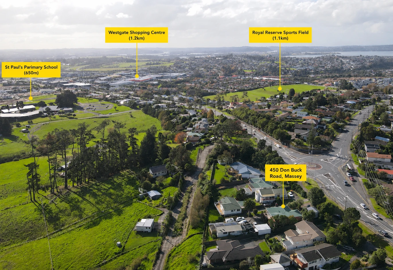 575m2 section on Local Centre zoning, 118m2 Brick 3 beds 2 baths house with carport and standalone double garage, Downstairs a massive rumpus room and Complete with an additional bathroom and laundry, 450 Don Buck Road Massey, Auckland