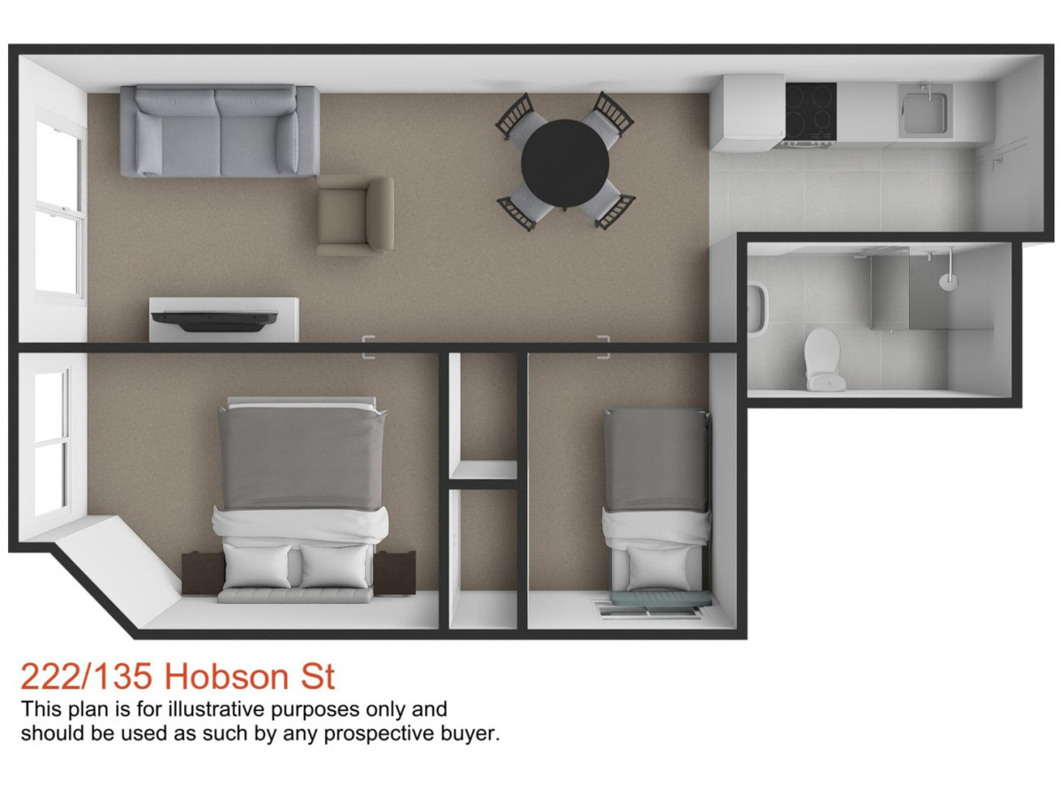 The overseas owner is motivated to achieve a sale, Auckland Girls Grammar school zone, 44m2 Freehold 2 beds 1 bath apartment, 222/135 Hobson Street, Auckland Central, Auckland