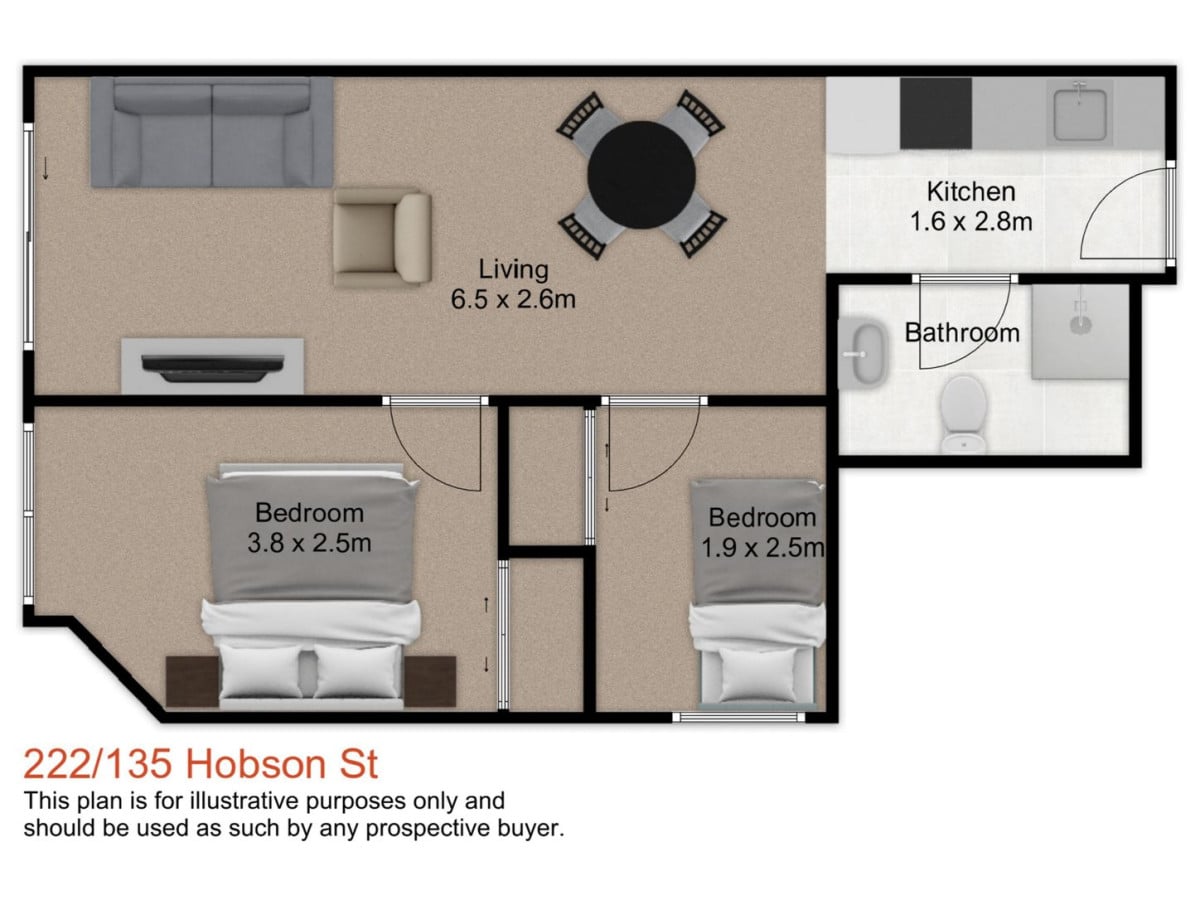 The overseas owner is motivated to achieve a sale, Auckland Girls Grammar school zone, 44m2 Freehold 2 beds 1 bath apartment, 222/135 Hobson Street, Auckland Central, Auckland