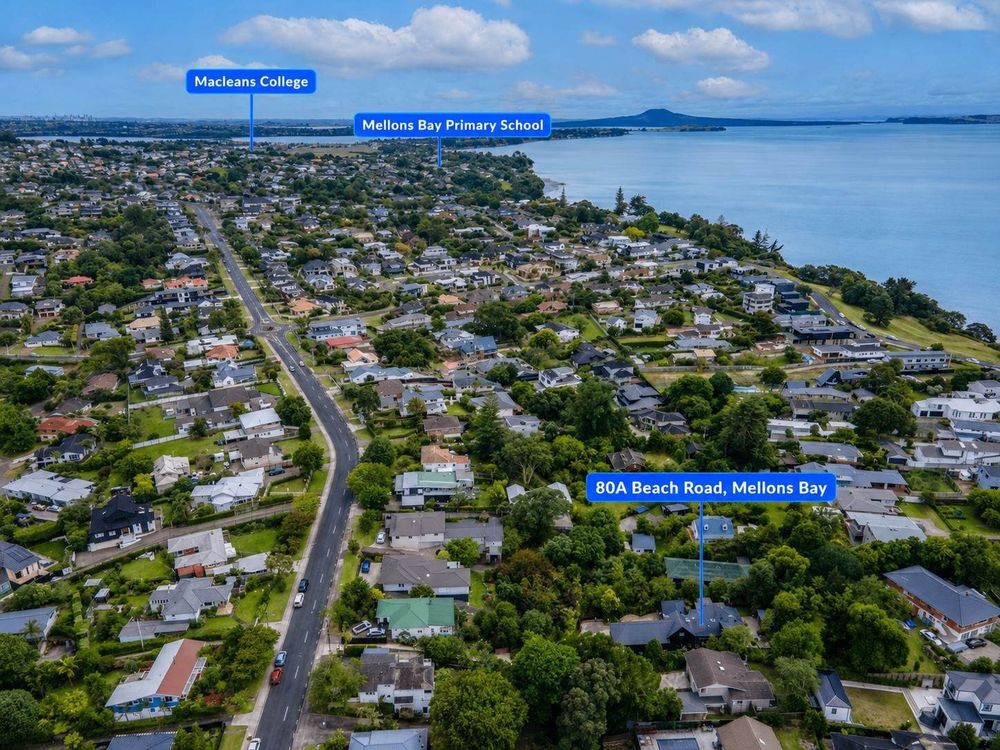 1222m2 section, Macleans College zone, 5 beds + office 4 baths house with double garage and double car port, 80A Beach Road, Mellons Bay, Auckland