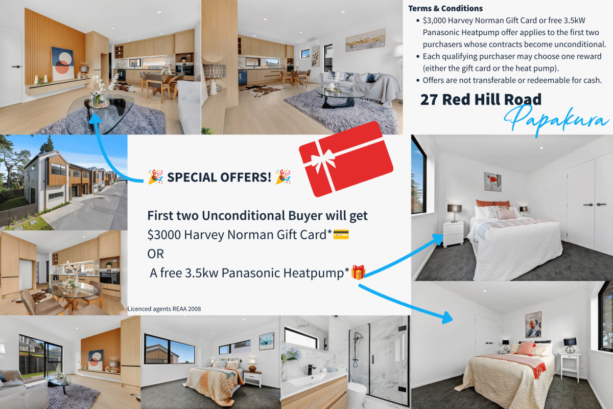 Price Dropped Again, Bring Your Offer, Brandnew freehold 3 beds 2.5 baths duplex home with garage, Next to a peaceful reserve, All conjunctions welcome – higher split offered. Lot 3 27 Red Hill Road, Papakura, Auckland