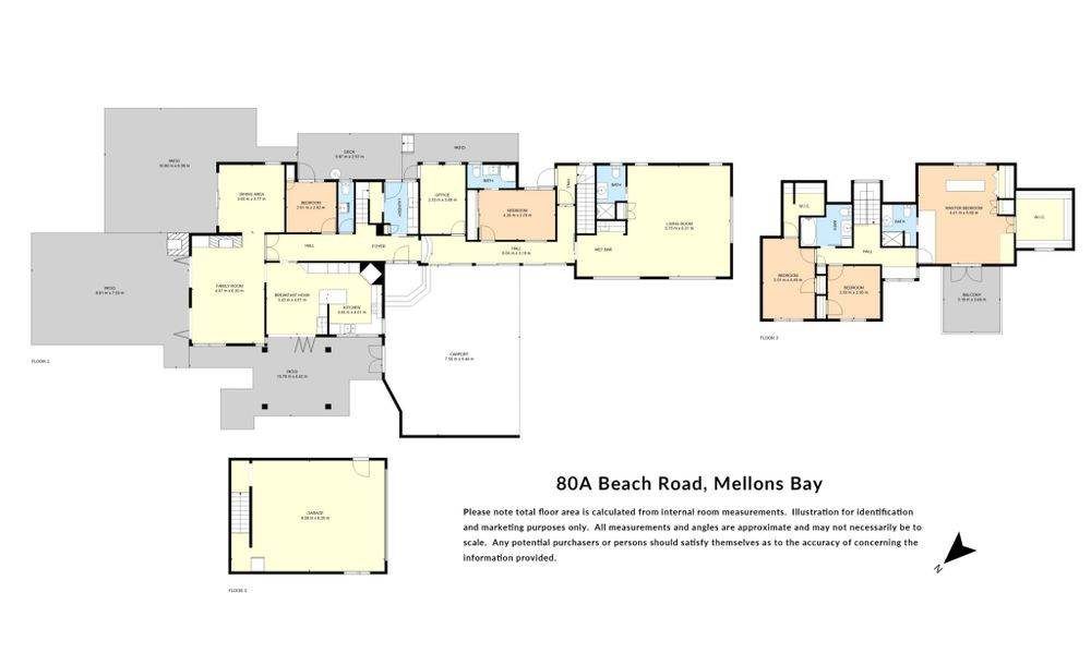 1222m2 section, Macleans College zone, 5 beds + office 4 baths house with double garage and double car port, 80A Beach Road, Mellons Bay, Auckland