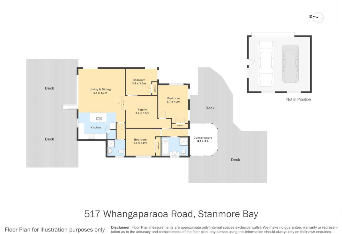 Sea Views, 809m2 section, Affordable 3 beds 2 baths house with standalone double garage, 517 Whangaparoa Road, Stanmore Bay, Auckland