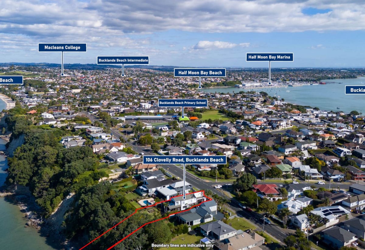 1037m2 section, Sea Views, Macleans College zone, 4 beds + Large office room 3.5 baths house with double garage, 106 Clovelly Road, Bucklands Beach, Auckland