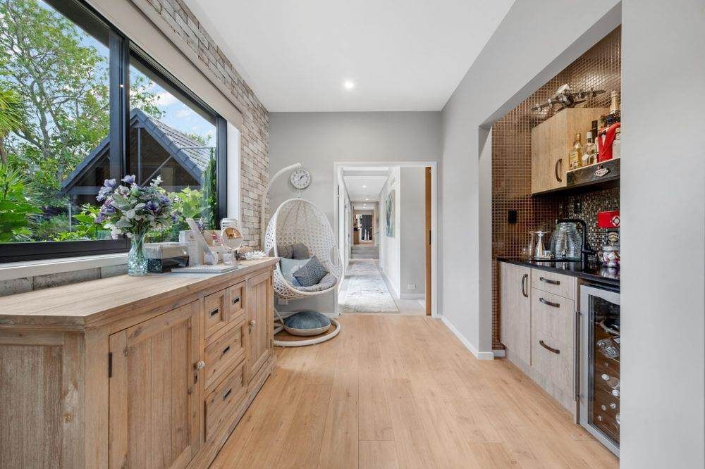 1222m2 section, Macleans College zone, 5 beds + office 4 baths house with double garage and double car port, 80A Beach Road, Mellons Bay, Auckland