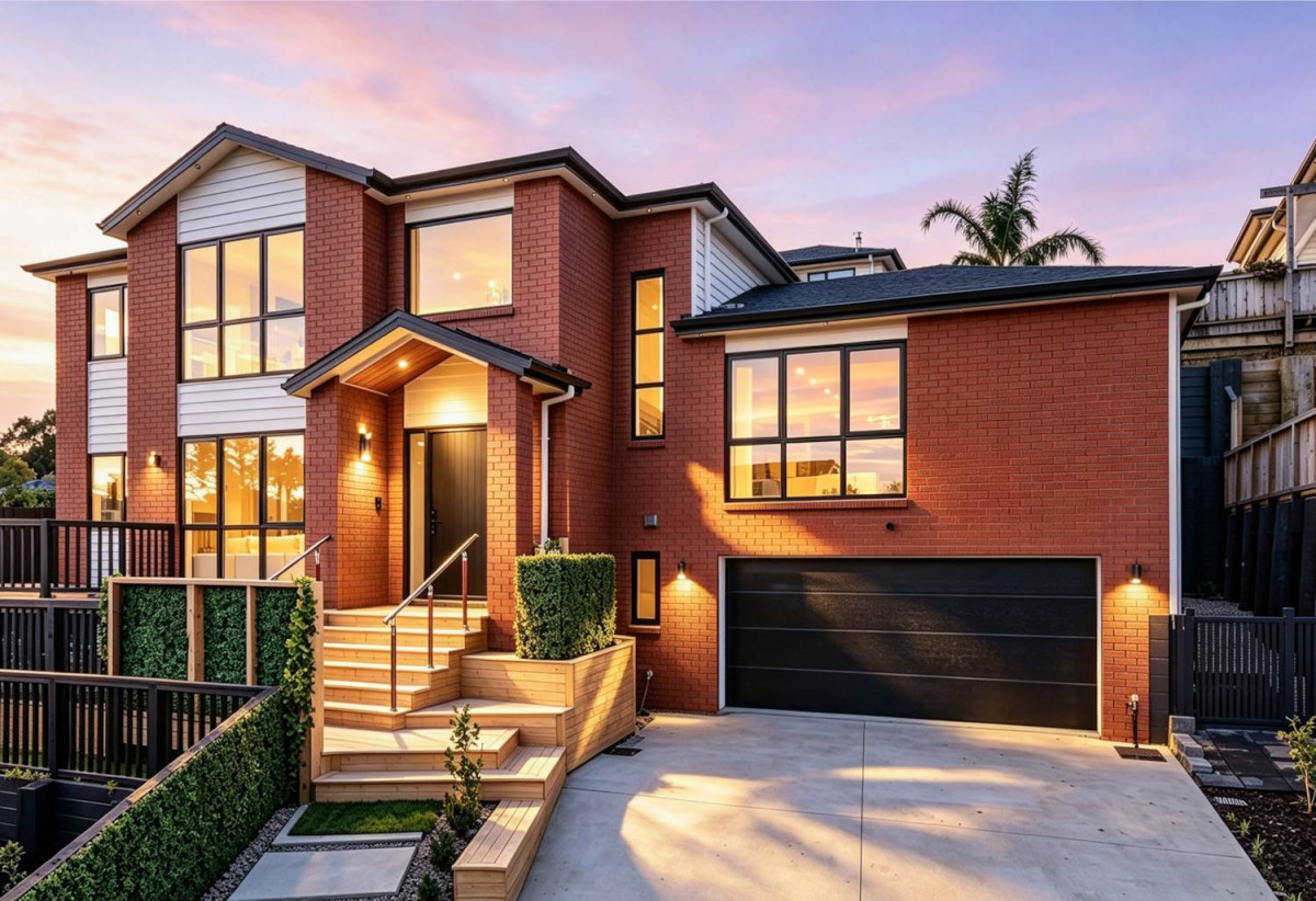 2 kitchens, 5 beds (3 ensuites) 4.5 baths house with double garage and 1 bed granny, 18 Mara Way, Sunnyvale, Auckland