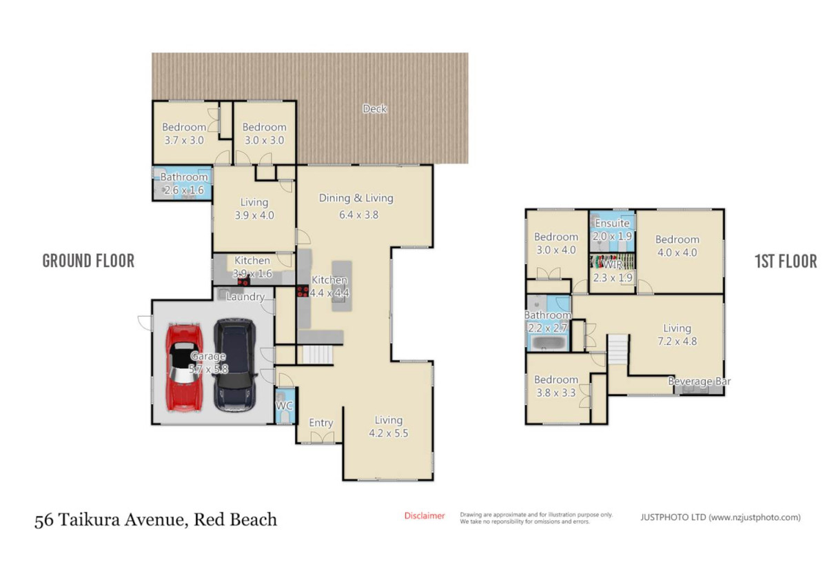 501m2 section, 2 kitchens, 5 beds 3.5 baths house with double garage and 2 beds granny, 56 Taikura Avenue, Red Beach, Auckland