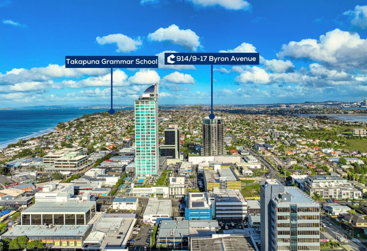 With views of Rangi & The City Skyline, 48m2 1 bed 1 bath apartment, zoned for Westlake Girls’ High School and Takapuna Grammar School, 914/9-17 Byron Avenue, Takapuna, Auckland
