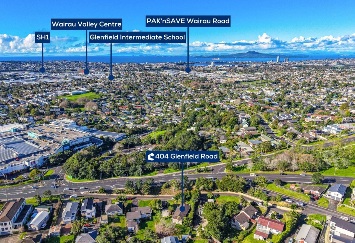 1914m2 section with RC, BC, EPA approved for mix units (28 x Studios, 1 x 1-bedroom, 1 study, 1 bathroom, 1 x 2-bedroom, 1 bathroom, 9 x 2-bedroom, 1 study, 1 bathroom, 1 WC, 1 x 3-bedroom, 1 bathroom, 1 WC, 1 x 4-bedroom, 3 bathrooms), The site comprises four cross-lease properties — 1/396, 2/396, 1/404 and 2/404 Glenfield Road — available for purchase as a package. The four existing dwellings currently generate rental income, 396 & 404 Glenfield Road, Glenfield, Auckland