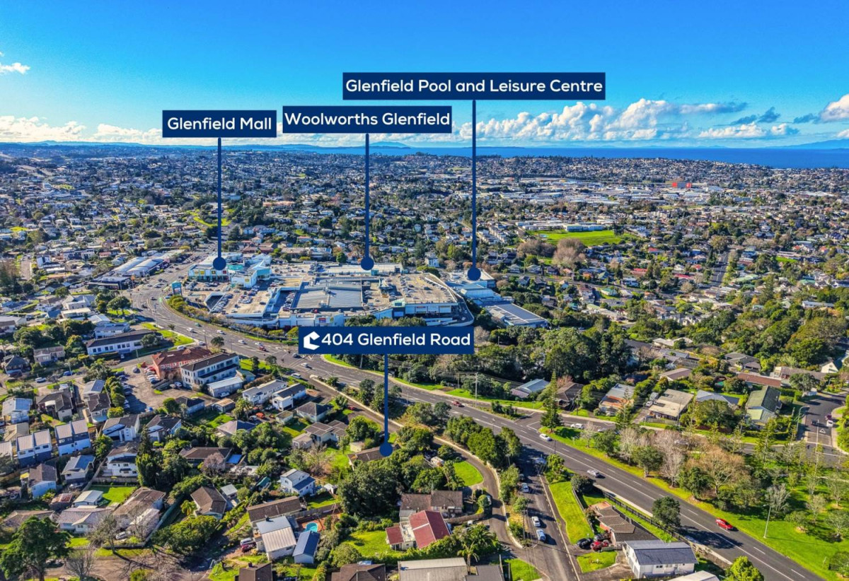 1914m2 section with RC, BC, EPA approved for mix units (28 x Studios, 1 x 1-bedroom, 1 study, 1 bathroom, 1 x 2-bedroom, 1 bathroom, 9 x 2-bedroom, 1 study, 1 bathroom, 1 WC, 1 x 3-bedroom, 1 bathroom, 1 WC, 1 x 4-bedroom, 3 bathrooms), The site comprises four cross-lease properties — 1/396, 2/396, 1/404 and 2/404 Glenfield Road — available for purchase as a package. The four existing dwellings currently generate rental income, 396 & 404 Glenfield Road, Glenfield, Auckland