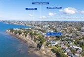 Just 160 metres from Waiake Beach, 1948m2 section, Built-in lift, 5 beds (5 ensuites) + office and wine room 6.5 baths house with 4 garage and the 18-metre cantilevered lap pool, 4 Sharon Road, Waiake, Auckland
