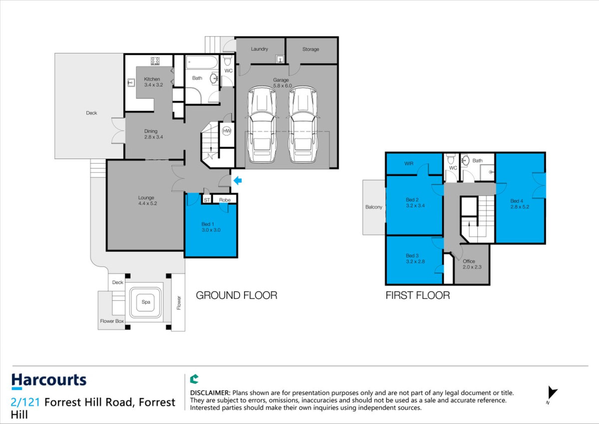 Westlake school zone, Brick and tile 4 beds + study room 2 baths house with double garage, 2/121 Forrest Hill Road, Forrest Hill, Auckland