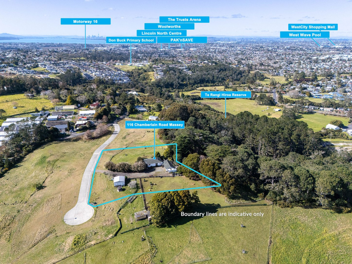 6824m2 Lifestyle section, 3 beds 1 bath house with 4 garage, 116 Chamberlain Road, Massey, Auckland